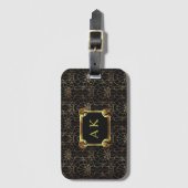 Goud Zwart Art Deco Roaring Twenties Monogram Bagagelabel (Voorkant (verticaal))