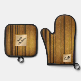 Goud Zwart  Art Deco Trendy Collectie Ovenwant & Pannenlap Set