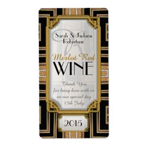 Goud + Zwart Art Deco  wijnflesetiketten Etiket