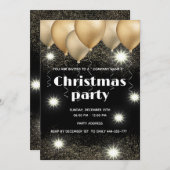 Goud/zwart ballon zakelijke kerstfeest kaart (Voorkant / Achterkant)