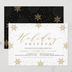 Goud & Zwart Bedrijfs Kerstfeest Soiree Feest Kaart