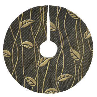 Goud & zwart: bladeren 3D textuur. Kerstboom Rok