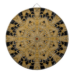 Goud Zwart  Bloemen Dartbord
