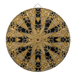 Goud Zwart  Bloemen Dartbord