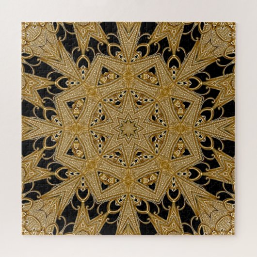 Goud Zwart  Bloemen Jigsaw Puzzel (Horizontaal)