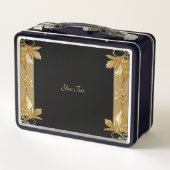 Goud Zwart Bloemen Lunchbox (Achterkant)