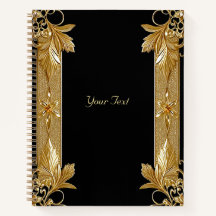 Goud Zwart  Bloemen Notitieboek