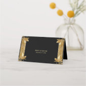 Goud Zwart Bloemen Place Card (Achterkant)