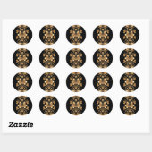 Goud Zwart  Bloemen Sticker (Vel)