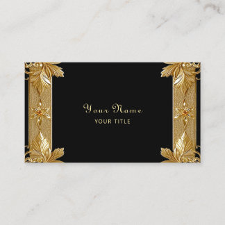 Goud Zwart Bloemen Visitekaartje