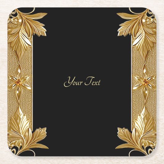 Goud Zwart  Bloempapier Onderzetter (Voorkant)