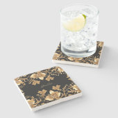 Goud Zwart  Bloemsteen Onderzetter (Zijkant)