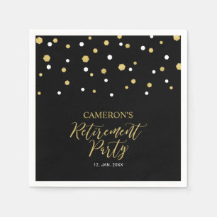 Goud & Zwart Chic Confetti Pensioenfeest Servet