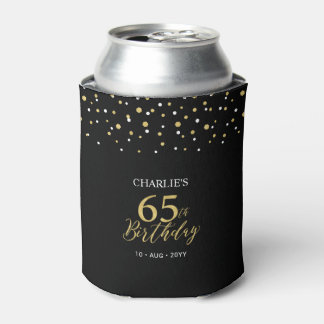 Goud & Zwart Confetti 65e Verjaardag Party Favor Blikjeskoeler
