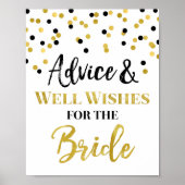 Goud Zwart Confetti Advies voor de Bruid Bord Poster (Voorkant)