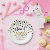 Goud Zwart Confetti Afstuderen 2025 Papieren Bordje (Feest)