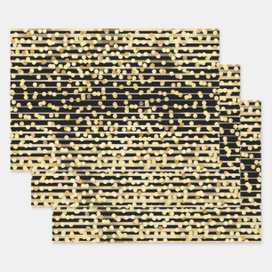 Goud zwart confetti glitters glans Hollywood chic Inpakpapier Vel