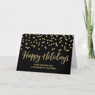 Goud Zwart Confetti Leraar Kerst Kaart