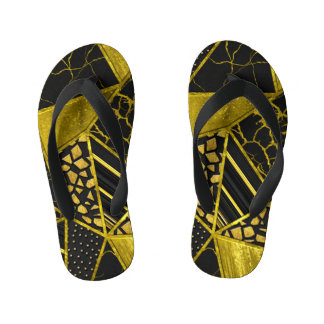 Goud Zwart Driehoek Textuur Illusie Kinder Teenslippers