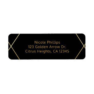 Goud & Zwart Eenvoudig Elegant Modern Glam Deco Fe Etiket