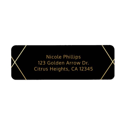 Goud & Zwart Eenvoudig Elegant Modern Glam Deco Fe Etiket (Voorkant)
