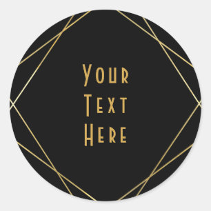 Goud & Zwart Eenvoudig Elegant Modern Glam Deco Fe Ronde Sticker