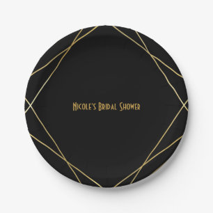 Goud & Zwart Eenvoudige Elegante Moderne Glamour D Papieren Bordje