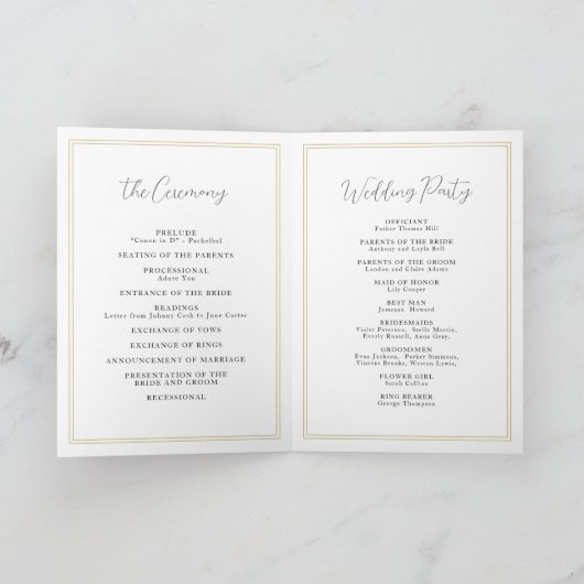 Goud Zwart Eenvoudige Elegantie Romantisch Script  Programma (Binnen)