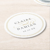 Goud Zwart Eenvoudige Elegantie Romantisch Script Ronde Kartonnen Onderzetter (Gebogen)