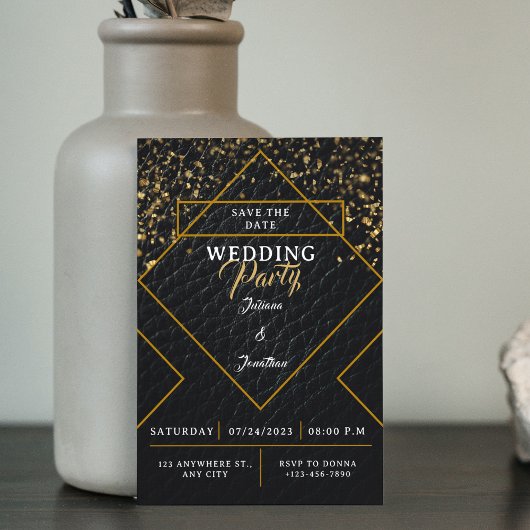 Goud & Zwart Elegant Bewaar de datum Bruiloft Kaart