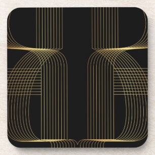 Goud, zwart, elegant, cool, unieke trendlijnkunst bier onderzetter