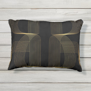 Goud, zwart, elegant, cool, unieke trendlijnkunst buitenkussen