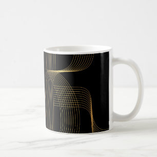 Goud, zwart, elegant, cool, unieke trendlijnkunst koffiemok