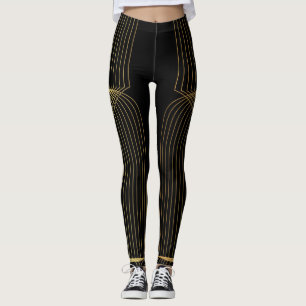 Goud, zwart, elegant, cool, unieke trendlijnkunst leggings
