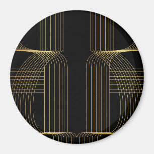 Goud, zwart, elegant, cool, unieke trendlijnkunst magneet