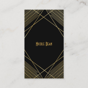 Goud & Zwart Elegant Moderne Geometrische Glam Dec Visitekaartje