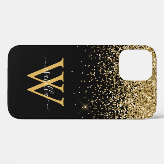 Goud Zwart Elegant Script Case-Mate iPhone Case (Achterkant (horizontaal))