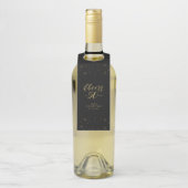 Goud & Zwart Elegant Script Cheers 50e verjaardag Flessenhanger (Op fles)
