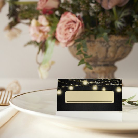 Goud Zwart Elegant Script Food Label Tent