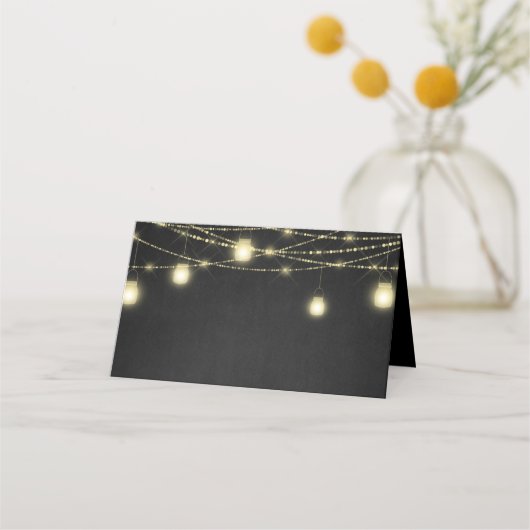 Goud Zwart Elegant Script String Lights (Achterkant)