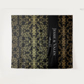 Goud Zwart Elegante Draai Gotische Bruiloft Wandkleed (Voorkant (horizontaal))