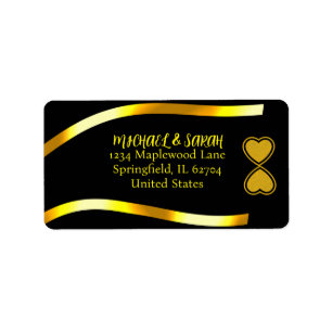 Goud & Zwart Elegante Moderne Trouwdag Jubileum Etiket