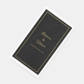 Goud Zwart Elegante Naam Eenvoudige Minimale Trouw Servet (Hoek)