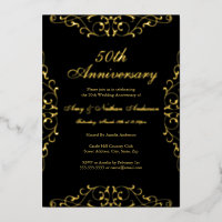 Goud Zwart Elegante Spiraal 50ste Huwelijksjubileu