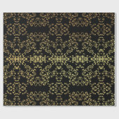 Goud Zwart Elegante Swirl Gothic Wedding Cadeaupapier (Vlak)