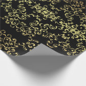 Goud Zwart Elegante Swirl Gothic Wedding Cadeaupapier (Hoek)