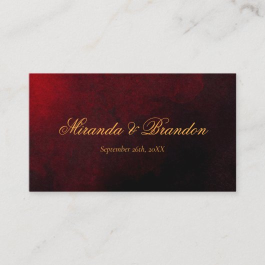 Goud Zwart en Rood QR Code Bruiloft Informatiekaartje (Voorkant)