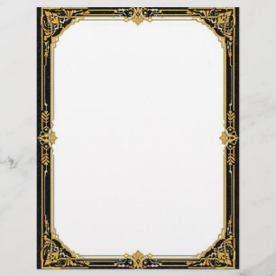 Goud Zwart en Wit Art Deco Briefpapier Briefhoofd
