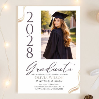 Goud Zwart en Wit Elegante Afstuderen Kaart