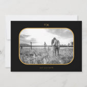 Goud Zwart en Wit Sfeervol Bruiloft Save The Date (Achterkant)